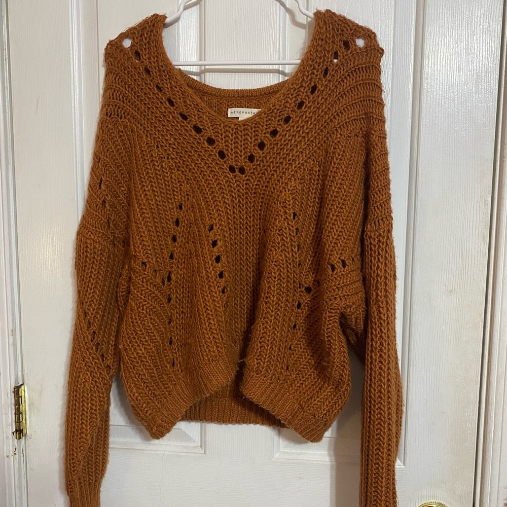 Aeropostale Women’s Sweater Burnt Orange Drop Shoulder Soft